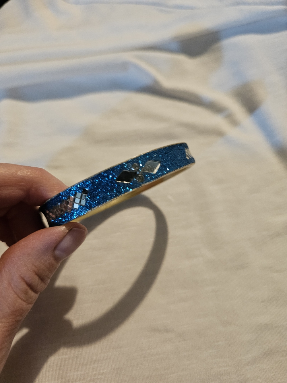 Blue Glitter Bracelet with Mirror Accents